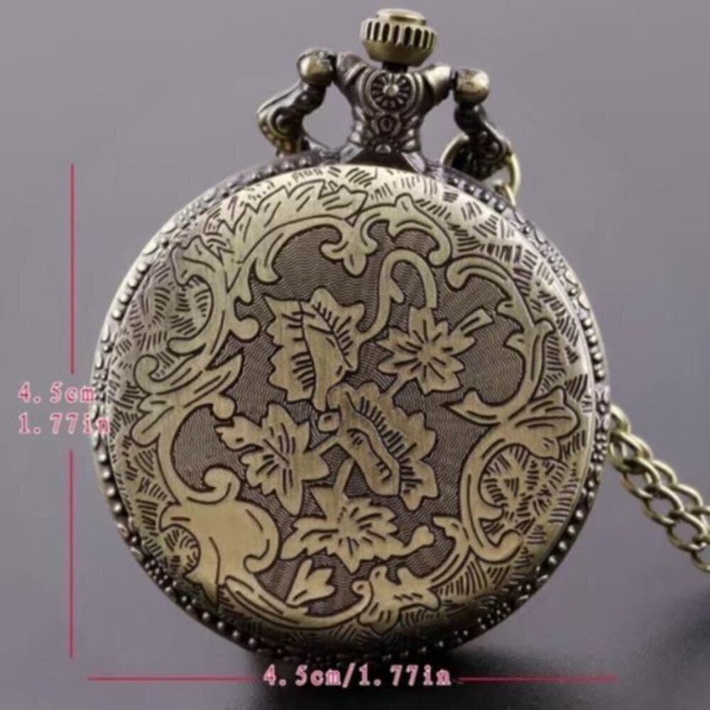 Pocket Watch Motorcycle Skeleton Biker Steampunk Chain Quartz Analog Retro Gift - Picture 3 of 16